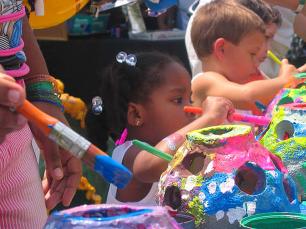 Kids painting Reef Ball models Reef Ball Image Gallery