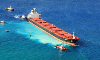 HONOLULU -- U.S. Coast Guard pollution investigators are on scene at Kalaeloa Barbers Point Harbor, Oahu, this morning after a 734-foot bulk carrier ran aground at 7:25 a.m.
Coast Guard, State Department of Land and Natural Resources and other state and county responders are on scene to evaluate the situation.
U.S. Coast Guard photo by Petty Officer 3rd Class Anthony Soto
